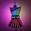 Full Color LED Dress Suits Nightclub Luminous Glasses Costume Singer Dj GoGo Glowing Sexy Skirt Party Light Up Dancer Clothing