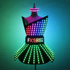 Full Color LED Dress Suits Nightclub Luminous Glasses Costume Singer Dj GoGo Glowing Sexy Skirt Party Light Up Dancer Clothing