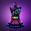 Full Color LED Dress Suits Nightclub Luminous Glasses Costume Singer Dj GoGo Glowing Sexy Skirt Party Light Up Dancer Clothing