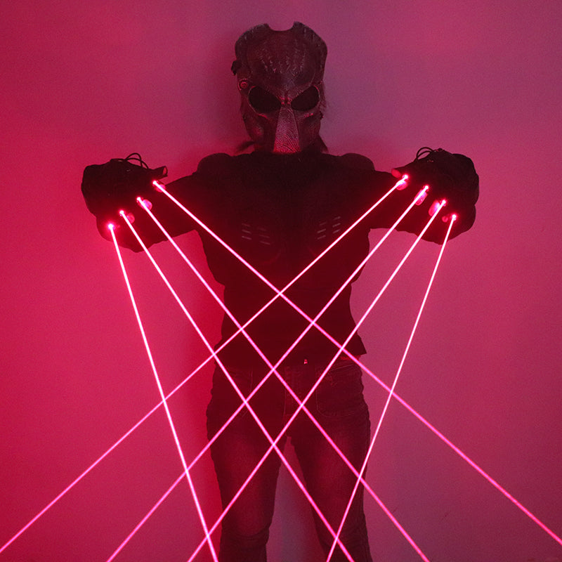 650nm Red Laser Gloves Stage LED Gloves Laser Light,Dress Up LED Robot Glowing Dress Bar Party Music Festival Cool Props
