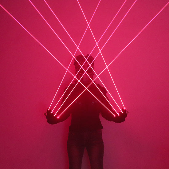 650nm Red Laser Gloves Stage LED Gloves Laser Light,Dress Up LED Robot Glowing Dress Bar Party Music Festival Cool Props
