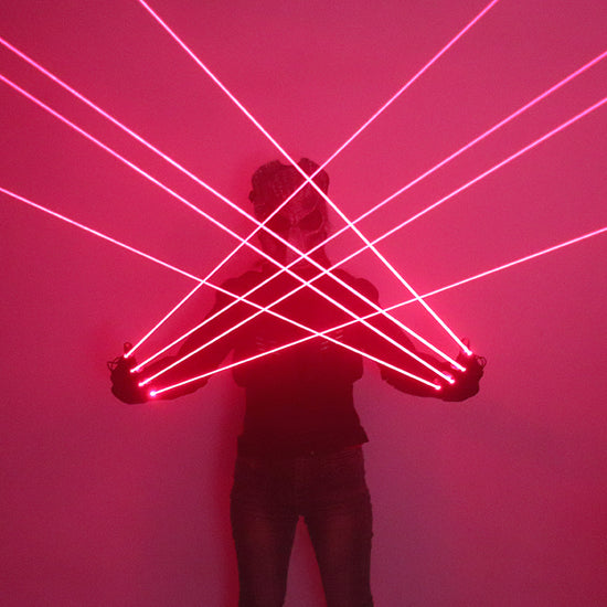 650nm Red Laser Gloves Stage LED Gloves Laser Light,Dress Up LED Robot Glowing Dress Bar Party Music Festival Cool Props
