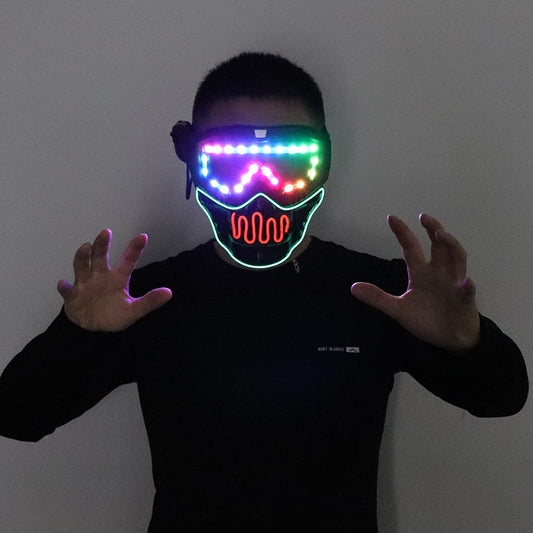 Full Color LED Luminous Mask Goggles Cosplay Party Halloween Birthday Bar Props Gothic Anti-Fog Men and Women Glowing Mask