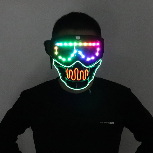 Full Color LED Luminous Mask Goggles Cosplay Party Halloween Birthday Bar Props Gothic Anti-Fog Men and Women Glowing Mask