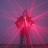 Red Laser Robot Suit Laser Fiber Optic 2 in 1 Armor Costumes Bar Nightclub Stage Laser Clothing Performance