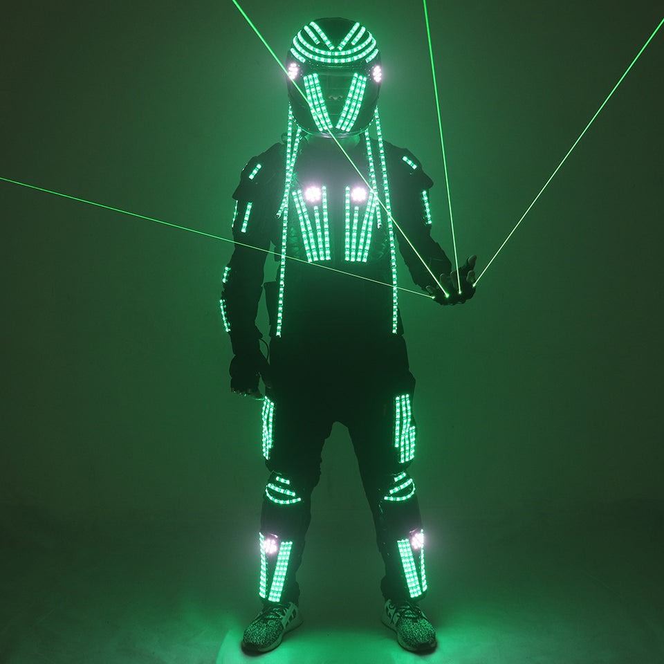 Colorful LED Luminous Armor Clothing Glowing Costumes Christmas Halloween Dancing Performance LED Robot Suit