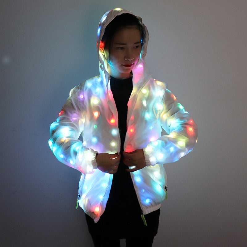 Colorful Coat LED Luminous Costume Halloween Dancing LED Lighting Robot Suit LED Glowing Clothing Christmas Party Clothes