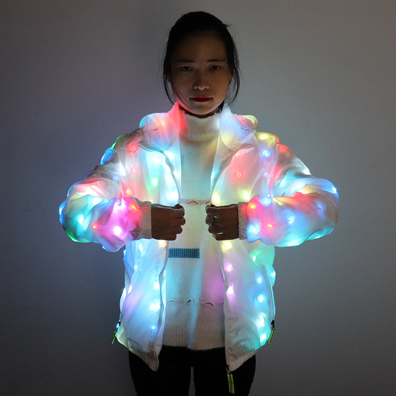 Colorful Coat LED Luminous Costume Halloween Dancing LED Lighting Robot Suit LED Glowing Clothing Christmas Party Clothes