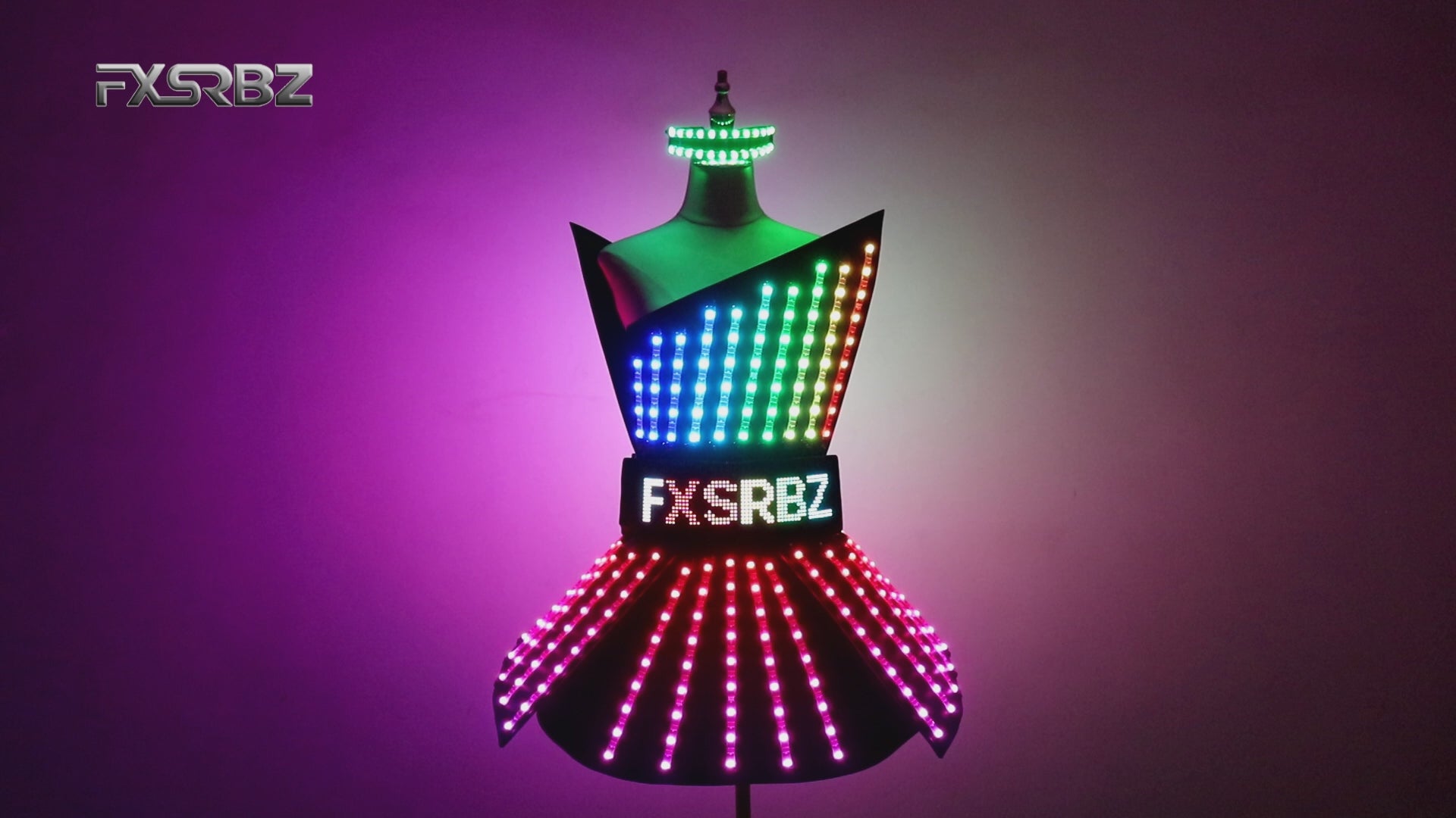 Full Color LED Dress Suits Nightclub Luminous Glasses Costume Singer Dj GoGo Glowing Sexy Skirt Party Light Up Dancer Clothing