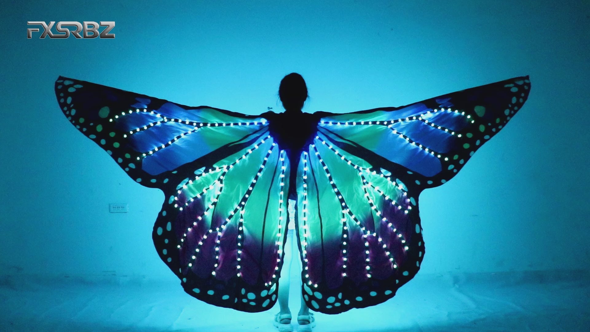 Full Color Women Belly Dance LED Wings Halloween Stage Girl LED Light Butterfly Costume Rainbow Color Dance Glowing Cloak Props