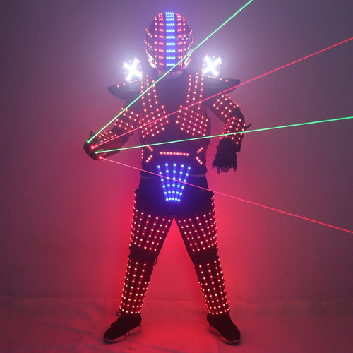 New LED Robot Suit RGB Lights Luminous Stage Dance Costume LED Growing jacket Dancer wears Cosplay Dress Vest Disco