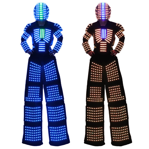 Traje LED Luminous Robot Costume Kryoman Light Robot Suit David Guetta LED Stilts Walker Clothes Stage Light Laser Show