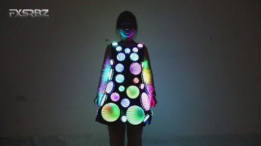 Full Color Pixel LED Costume Infinity Mirror Light Up Clothing Bar Party Dance Show Glowing Tunnel Lights Dress Skirt Suit