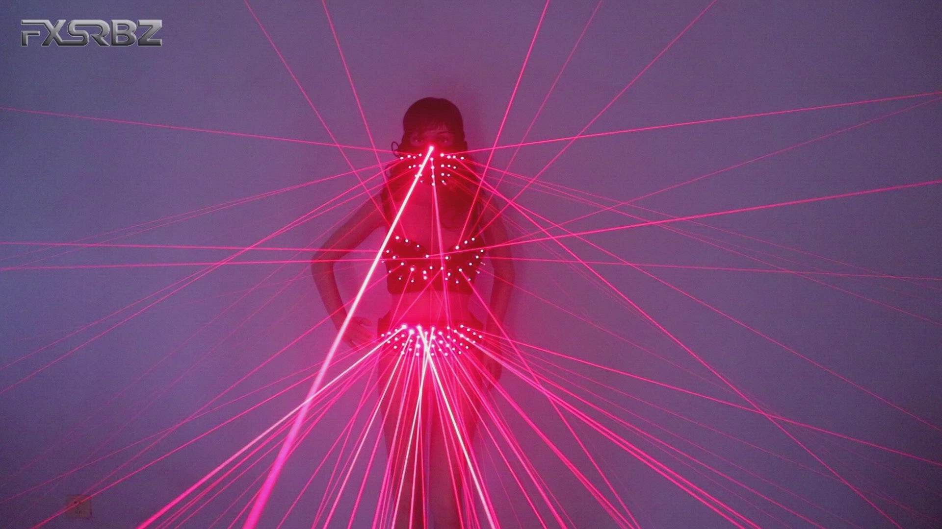 Sexy Lady Costume Red Laser Bra and belt Mask Bar Nightclub Disco Party Sexy Women Led Luminous Clothing