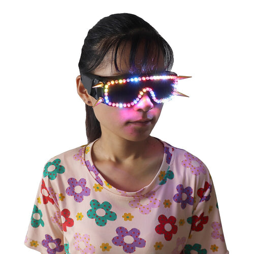 LED Glasses Rivet Punk Glasses DJ Bar Night Party Flashing Light up Glasses Dance Show Lighting Props