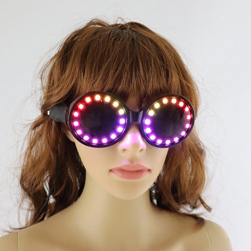 Full Color LED Glasses Rainbow Neon Light Glasses USB Port Rezz Luminous Goggles Sunglasses Carnival EDM Show Lighting Props