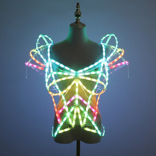 Pixel Smart LED Clothing Bride Sexy LED Cage Corset Luminous Ballet Costume Dancing Party Glowing Clothes