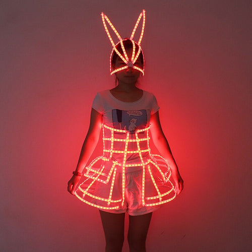 Woman Sexy LED Cage Corset Girls LED Tutu Dress Ladies Light Up Clothing Suit Bar Nightclub Dancing Show LED Costume