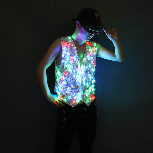 Colorful LED Luminous Vest Ballroom Host Light Clothing The Magician Clothes The Circus Performance LED Costumes Jacket