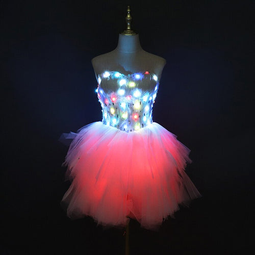Color LED Dress Fashion Luminous Clothing Ballet LED Short Skirt Costume Glowing Tutu Sexy Lady Dance Light up Clothes