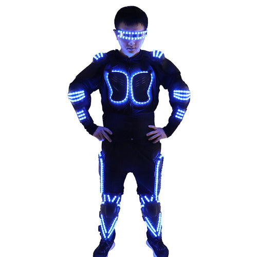 Colorful LED Luminous Armor Clothing Glowing Costumes Christmas Halloween Dancing Performance LED Robot Suit