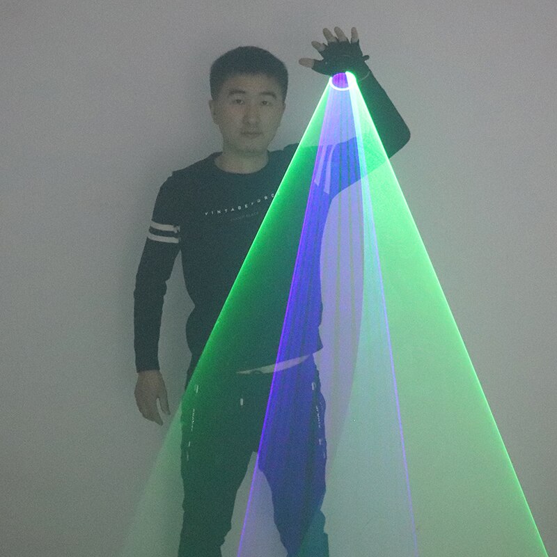 Blue Green Laser Gloves DJ Tunnel Effect Auto Rotating Vortex Laser Glove Multicolour LED Luminous Costumes Accessories