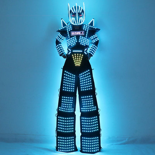 LED Light Stilts Walker Robot Suit Luminous Rangers Costumes LED Screen Logo Clothes Bar Party Disco Nightclub Robot Dance Show