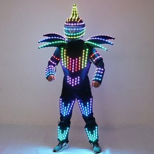 Pixel LED Robot Suit Stage Dance Costumes Christmas Halloween Party Light Up Jacket Colorful Lights Armor Clothing