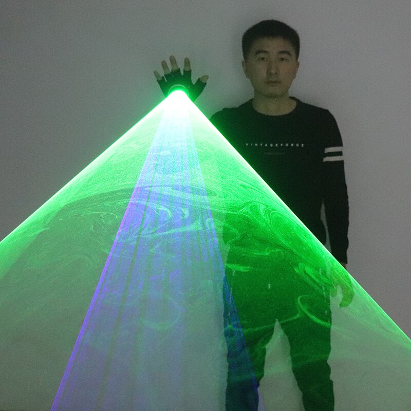 Blue Green Laser Gloves DJ Tunnel Effect Auto Rotating Vortex Laser Glove Multicolour LED Luminous Costumes Accessories