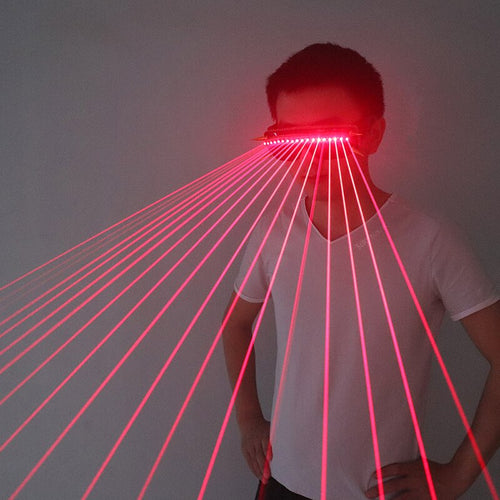 650nm Red Laser Glasses 18pcs Multi Beams Laser Flashing Glasses LED Light Show Halloween Party Stage Glow Clothing Accessories