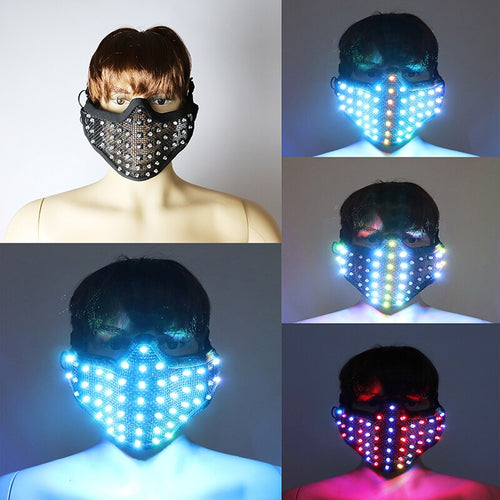 LED Mask Colorful Luminous Mask Flashing Light Face Guard Halloween Bar Birthday Stage Party Show Glowing Props