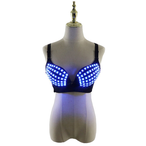 RGB LED Bra Sexy Lady Luminous Underwear DJ Singer Light-up Costume Party Dress Belly Dance Clothes Ballet Clothing