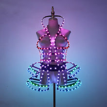 Load image into Gallery viewer, Full Color Digital LED Cage Clothing Suit Light Up Luminous Costumes Sexy Girl Tutu Ballet Dancing LED Hollowed-Out Dress
