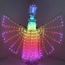 Load image into Gallery viewer, Full Color LED Wedding Dress Women Luminous Wings Suit Fluorescent Butterfly LED Skirt Ballet Wedding Performance Costumes
