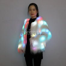 Load image into Gallery viewer, LED Coat Women Faux Fur Light Up Costumes Christmas Jacket Shiny Overcoat Winter Warm Party Club Outwear
