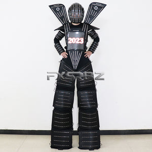 Full Color Smart Pixels LED Robot Suit Costume Light Up Stilts Walker Clothing Luminous Jacket chest display Helmet Laser Gloves