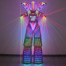 Load image into Gallery viewer, Full Color Smart Pixels LED Robot Suit Costume Light Up Stilts Walker Clothing Luminous Jacket chest display Helmet Laser Gloves
