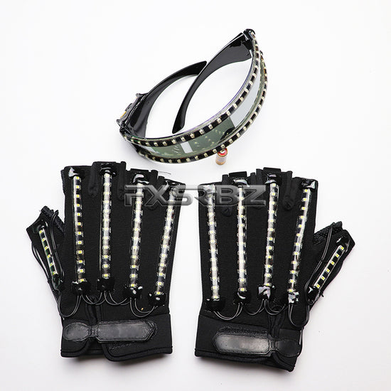 LED Gloves Luminous Glasses Halloween Bar Night Club Mechanical Dance Performances Props Party Supplies