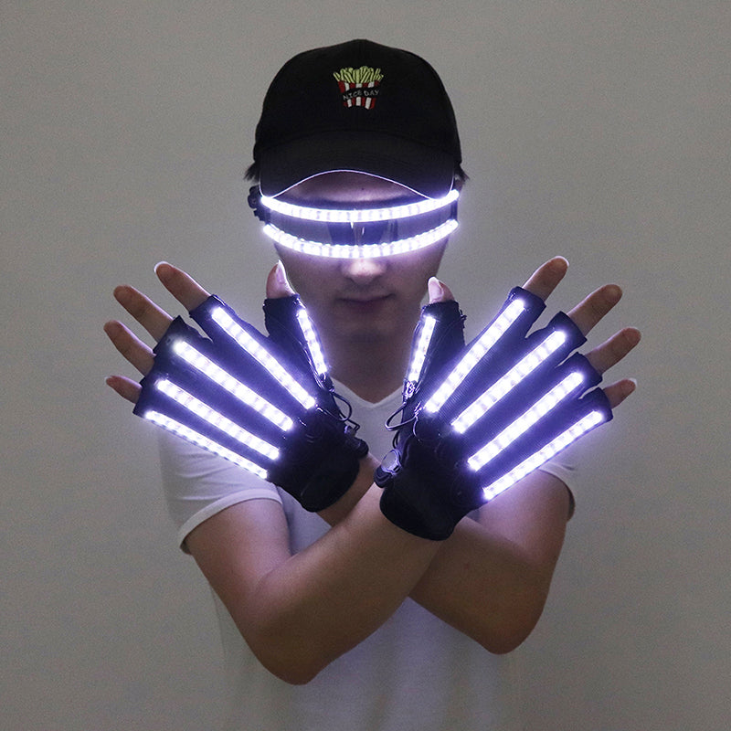 LED Gloves Glow Light Up Finger Lighting Dance Party Decoration Stage Performance Dancing Singer DJ Luminous Props