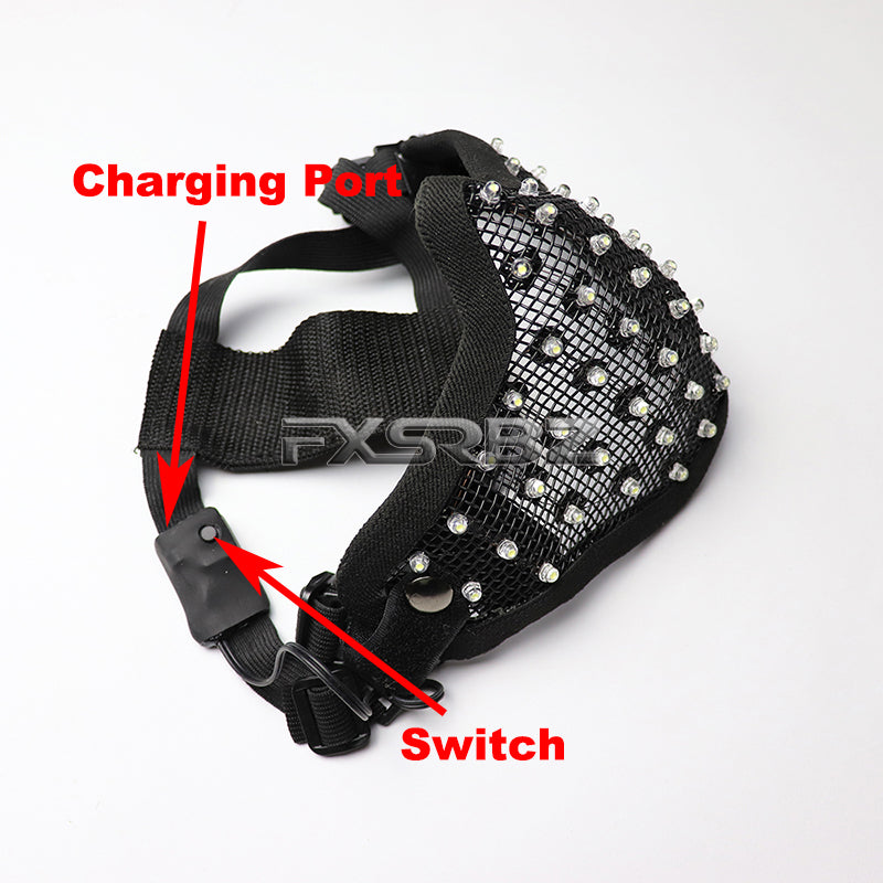 New LED Mask White Luminous Mask Halloween Performance Flashing Mask Bar Nightclub Stage Show Glowing Props
