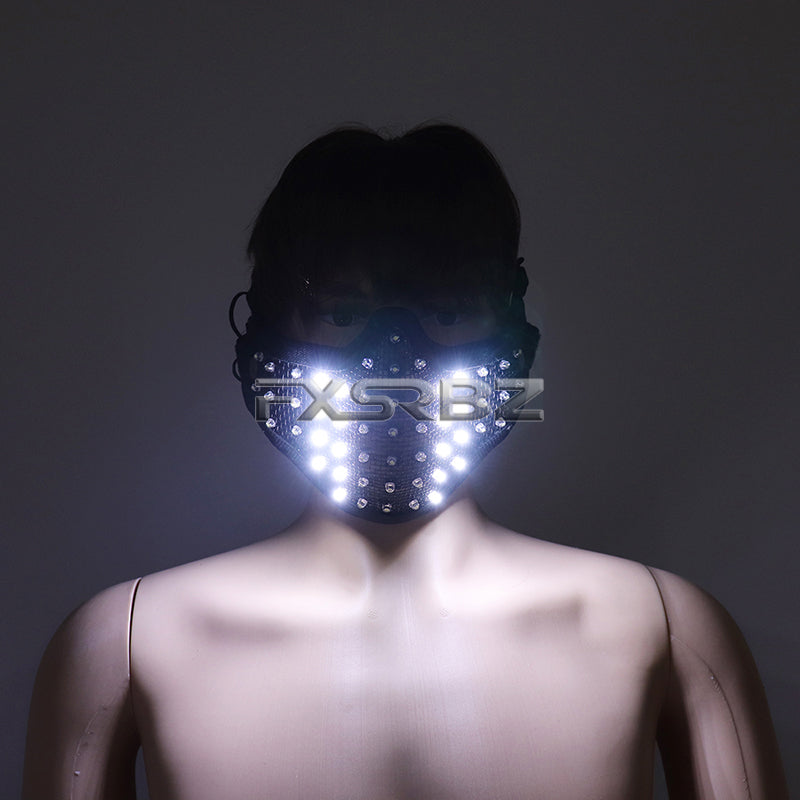 New LED Mask White Luminous Mask Halloween Performance Flashing Mask Bar Nightclub Stage Show Glowing Props