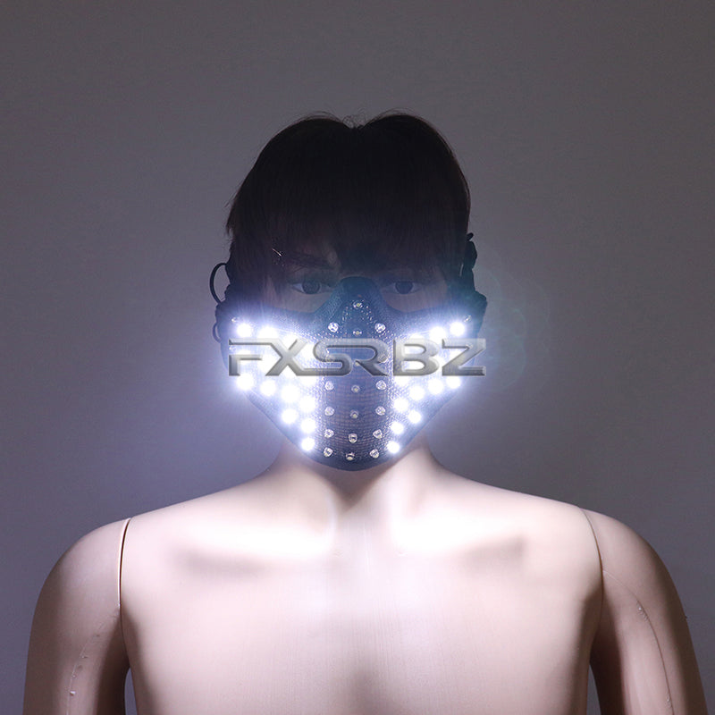 New LED Mask White Luminous Mask Halloween Performance Flashing Mask Bar Nightclub Stage Show Glowing Props