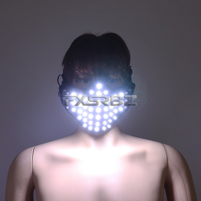 New LED Mask White Luminous Mask Halloween Performance Flashing Mask Bar Nightclub Stage Show Glowing Props