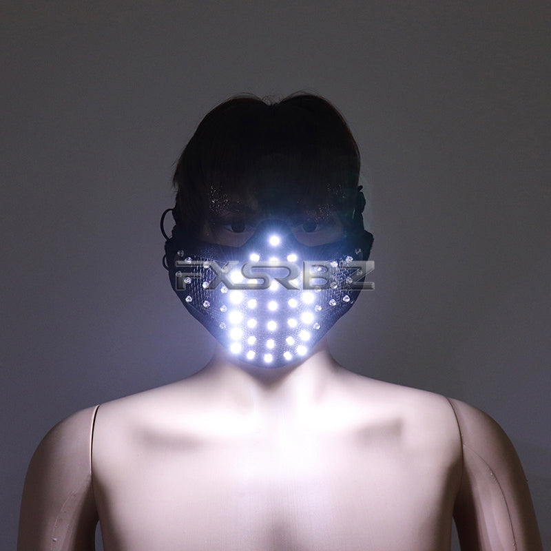 New LED Mask White Luminous Mask Halloween Performance Flashing Mask Bar Nightclub Stage Show Glowing Props