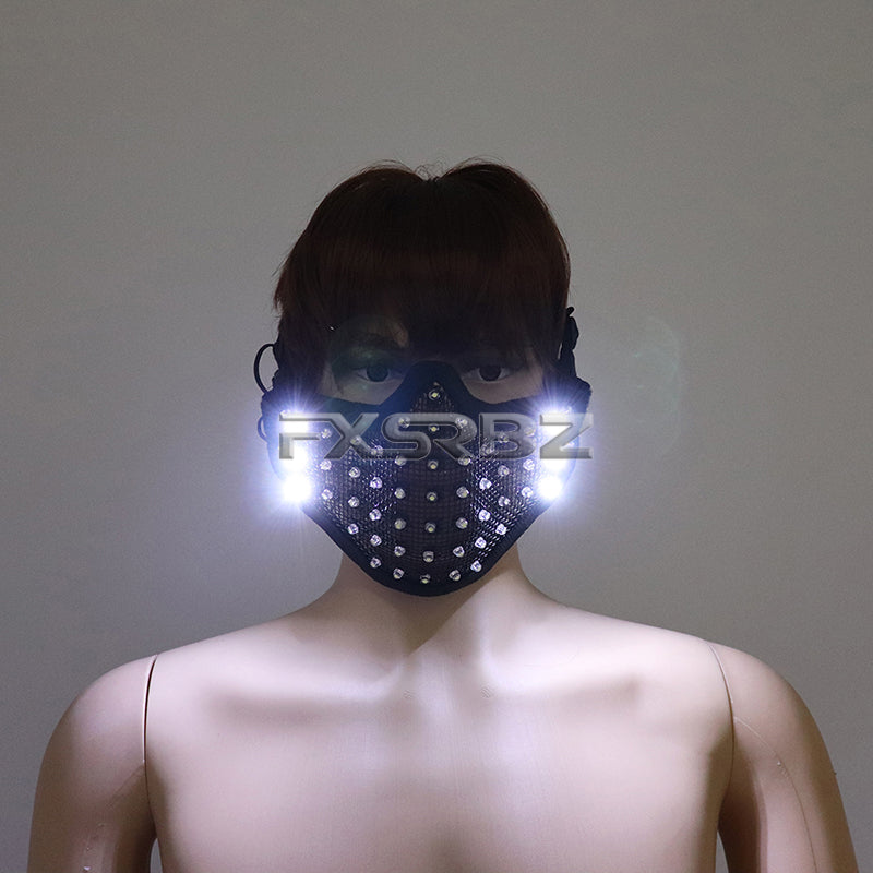 New LED Mask White Luminous Mask Halloween Performance Flashing Mask Bar Nightclub Stage Show Glowing Props