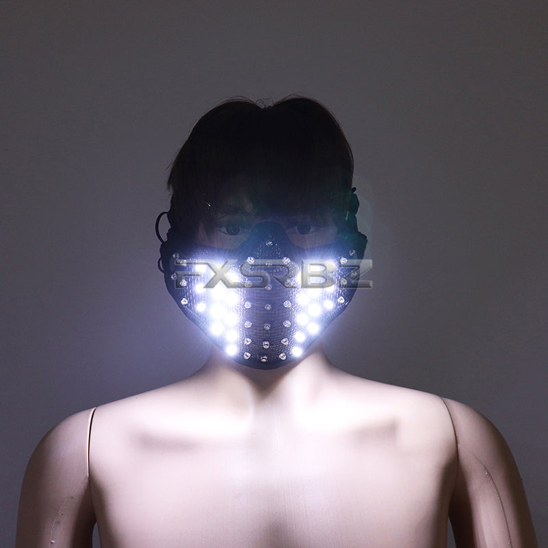 New LED Mask White Luminous Mask Halloween Performance Flashing Mask Bar Nightclub Stage Show Glowing Props
