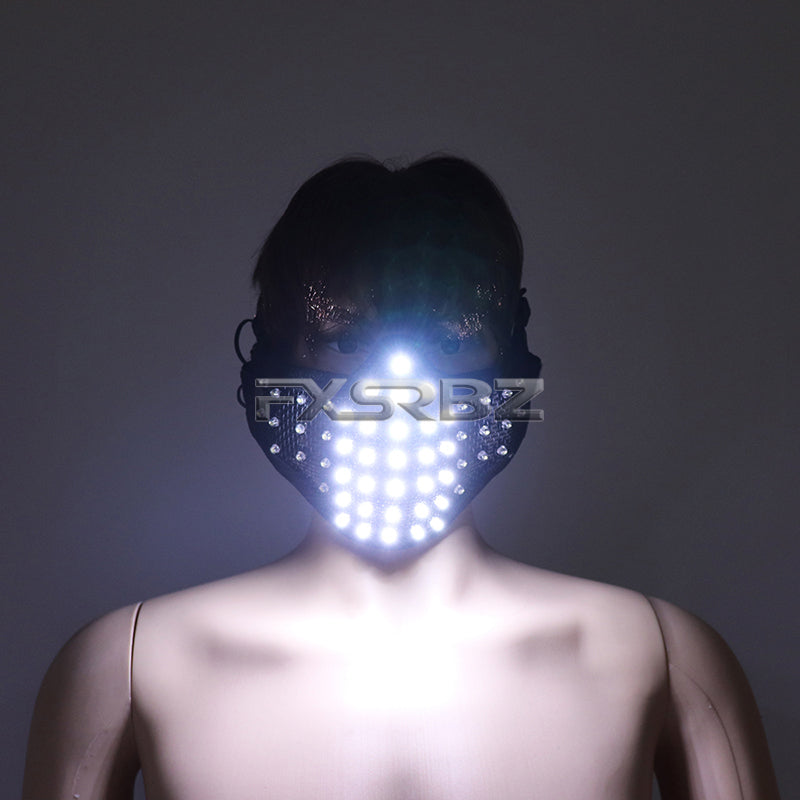 New LED Mask White Luminous Mask Halloween Performance Flashing Mask Bar Nightclub Stage Show Glowing Props