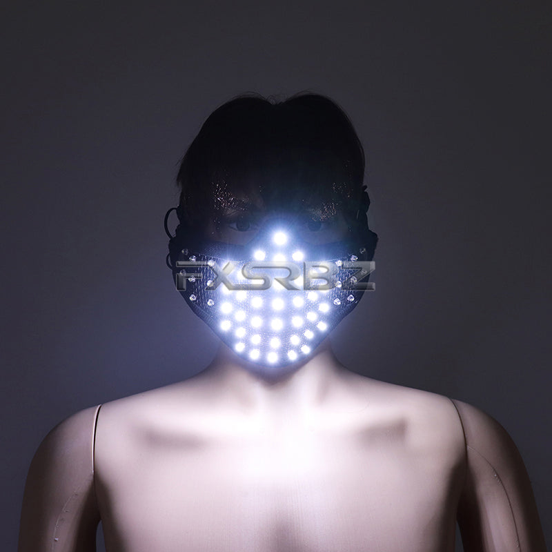 New LED Mask White Luminous Mask Halloween Performance Flashing Mask Bar Nightclub Stage Show Glowing Props