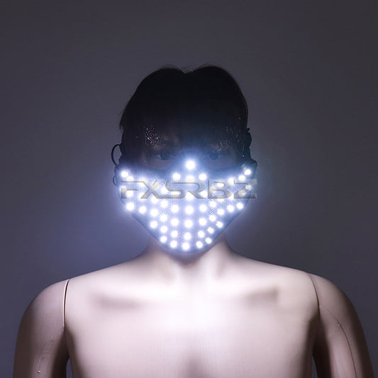 New LED Mask White Luminous Mask Halloween Performance Flashing Mask Bar Nightclub Stage Show Glowing Props