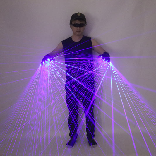 2 in 1 Blue Laser Gloves LED Laser Multi-ray Gloves DJ Singer Robot Bar Disco Nightclub Laser Show Props